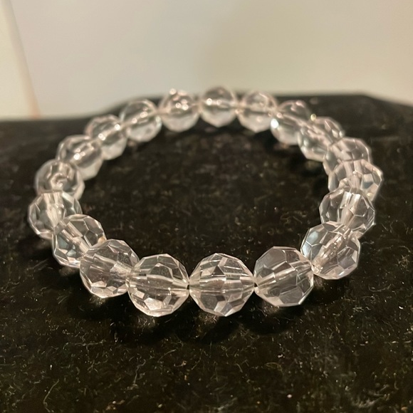 8” crystal clear beaded stackable stretch bangle bracelet - Picture 1 of 11